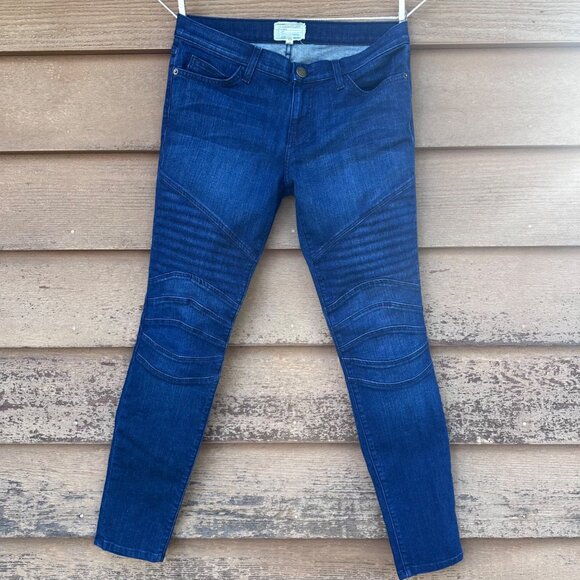 Current/Elliott Denim - Current/Elliott Womens Moto Ankle Skinny Jeans Nashville Style Size 29 Dark Wash